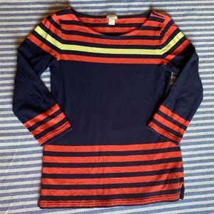 J. Crew Boatneck Striped Quarter Sleeve Shirt